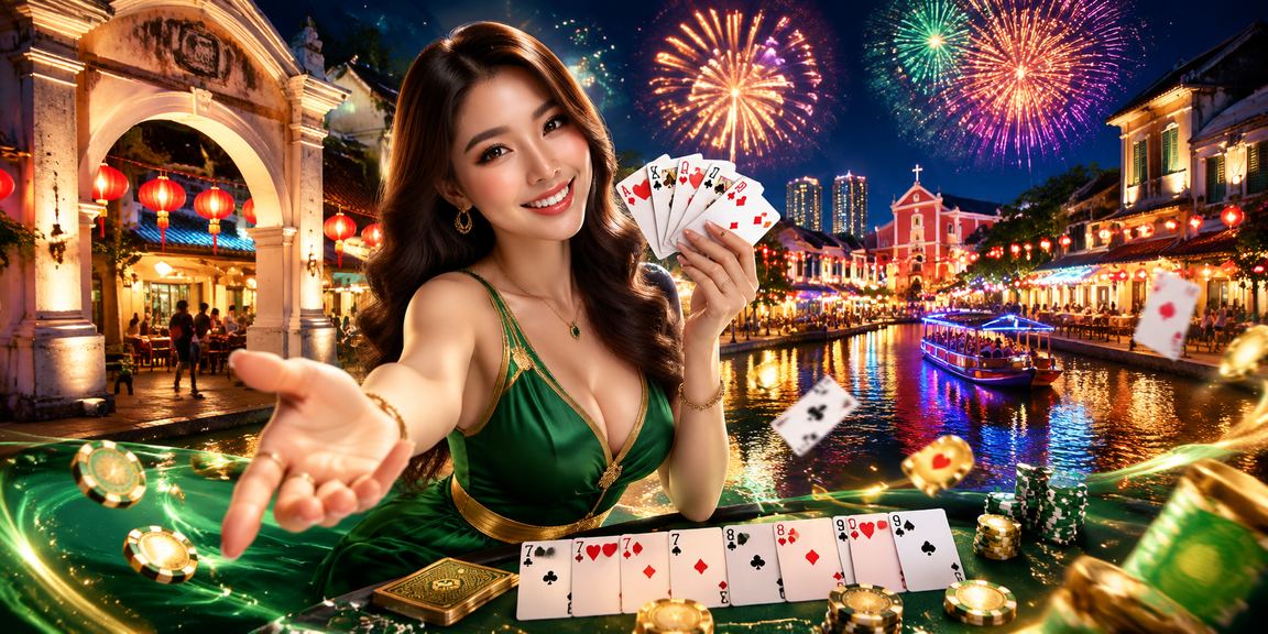 Permainan kad rummy bergaya Malaysia di Melaka dengan suasana kemeriahan permainan meja